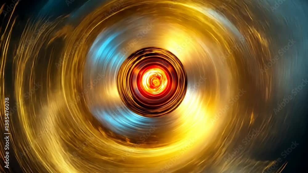 Poster abstract golden vortex with a fiery core: a swirling dance of light and color, mesmerizing depth