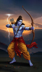 Lord Rama Warrior Pose – Divine Oil Painting