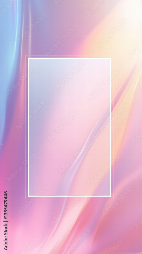 Poster geometric harmony: a minimalist composition featuring a translucent square overlaying a fluid, ether