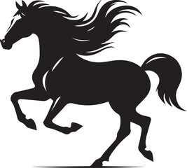 Black stallion silhouette vector illustration of a running Horse