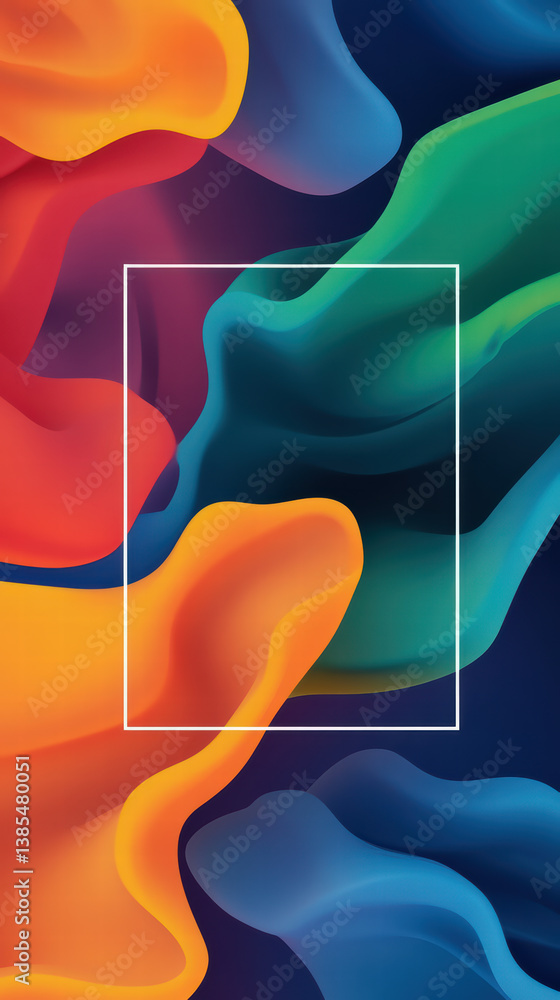 Poster abstract colorful waves in motion: a mesmerizing display of flowing, vibrant color gradients creatin