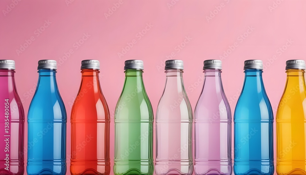 Poster a neat and organized row of plastic bottles displayed together for easy access and convenient hydrat