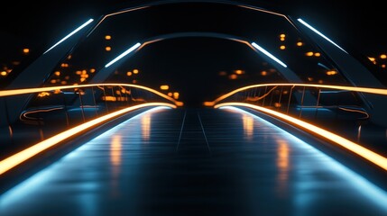 Futuristic Neon Bridge at Night