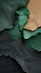 Naklejka premium Dark green to charcoal green color gradient aged paper grainy rough texture banner panoramic background
