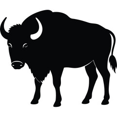 Bison buffalo silhouettes set, large pack of vector silhouette design, isolated white background, Buffalo Silhouette, silhouette or illustration of a cow or buffalo, American bison black silhouette.