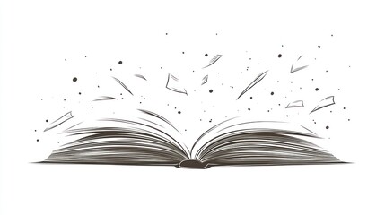 Open book with pages flying, abstract art, inspirational, learning
