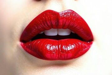 Obraz premium Bold crimson lipstick smear against stark white , smudge, rich, beauty