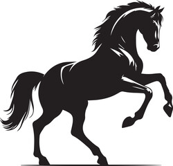Black stallion silhouette vector illustration of a running Horse