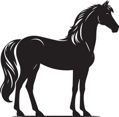Black stallion silhouette vector illustration of a running Horse