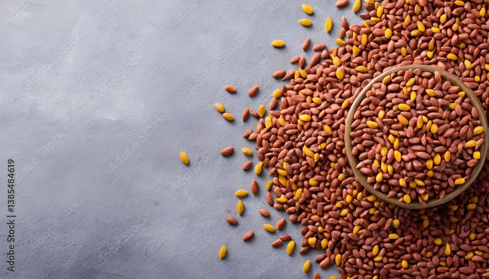 Poster a large pile of different types of beans displaying their natural colors and textures for culinary u