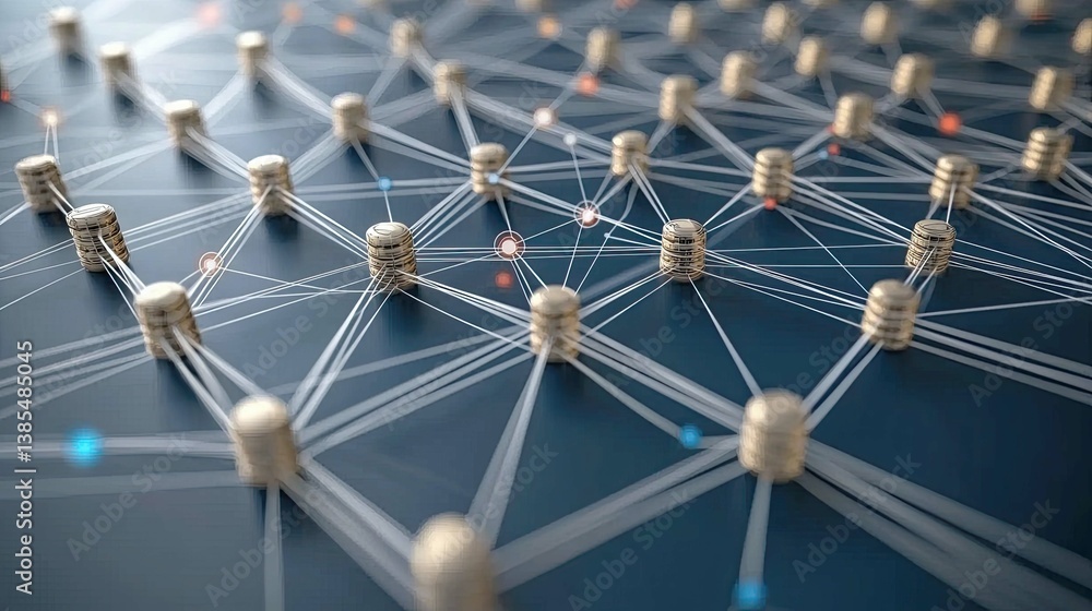 Aufkleber abstract network: interconnected data system, global communication and digital technology