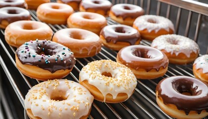 Delicious Glazed Donuts on a Cooling Rack Offer Sweet Treat Options