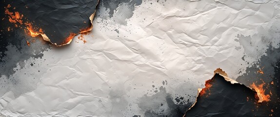 Obraz premium Dark white to charcoal white color gradient crumpled paper grainy rough texture banner panoramic background