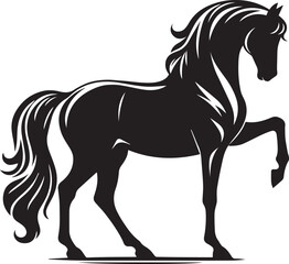 Black stallion silhouette vector illustration of a running Horse