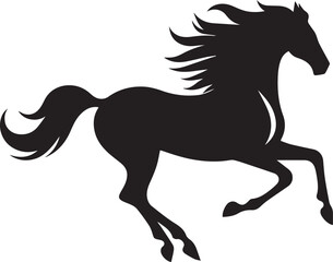 Black stallion silhouette vector illustration of a running Horse
