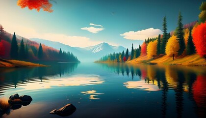 Autumnal lake reflection