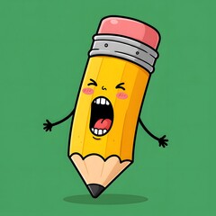 Illustration of a Angry Cartoon Pencil.