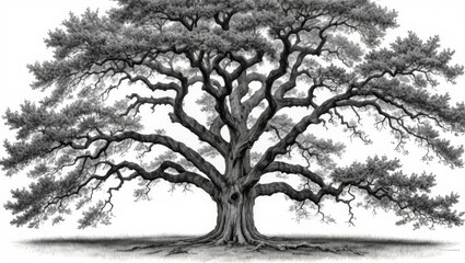Detailed drawing of a large old tree