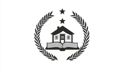 Educational Home Logo, Book and House