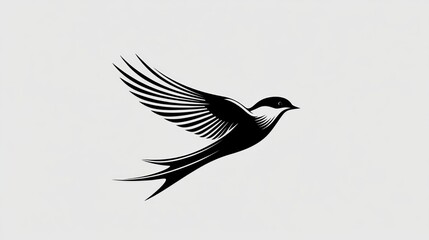 Obraz premium Swallow in flight against plain background, graphic design