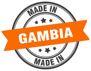 Made in Gambia round sign. Made in Gambia stamp.