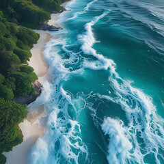 waves crashing on the beach