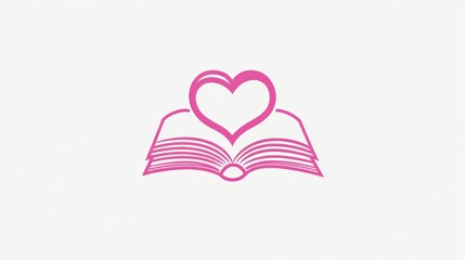 Open book with heart graphic design. Stock photo