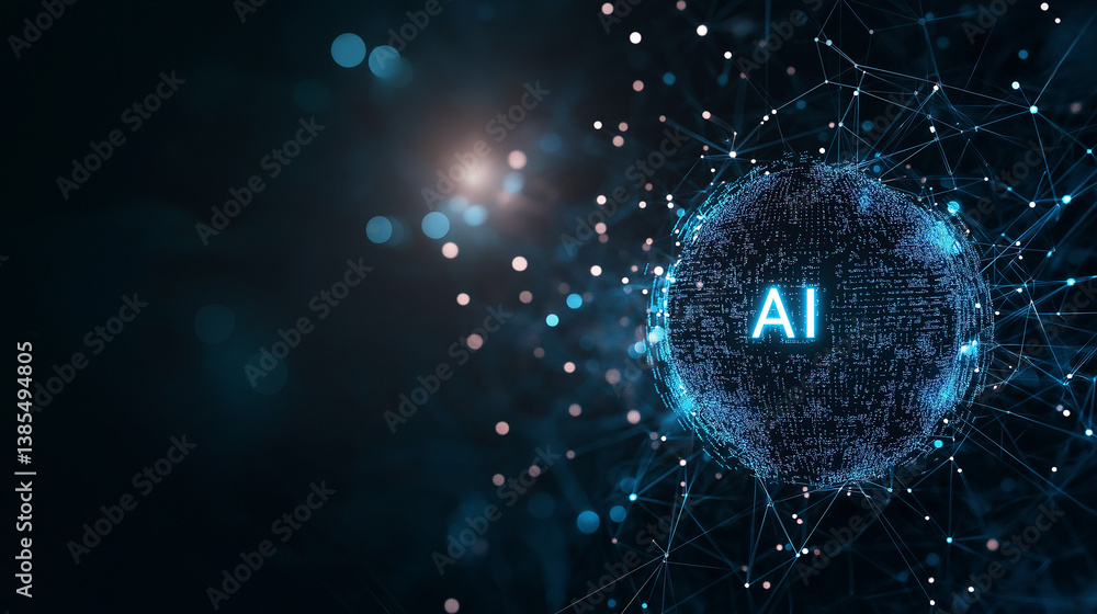 Poster ai data world: a mesmerizing digital illustration showcases the fusion of artificial intelligence (a