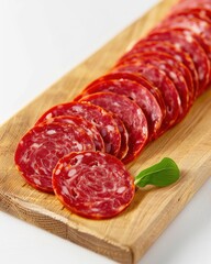 Slices of cured meat arranged on a wooden platter highlight traditional culinary craftsmanship in a cozy setting