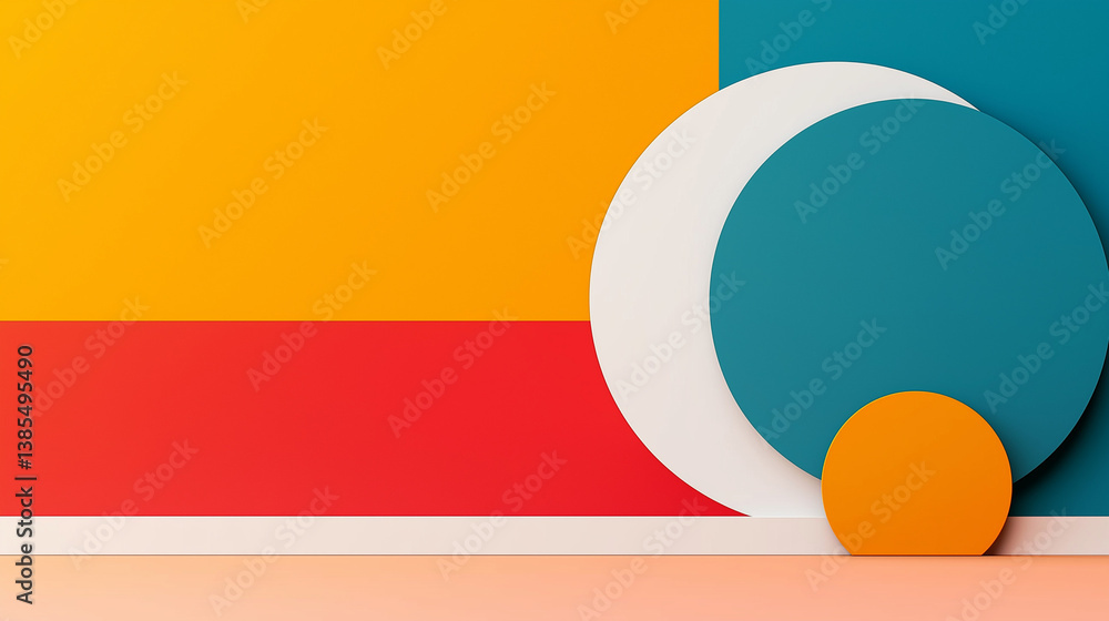 Poster abstract geometric shapes: an interplay of colorful shapes and forms. the image creates a harmonious