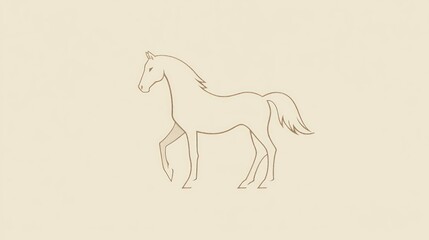 Fototapeta premium Simple line drawing of a horse, neutral background. Possible use for children's book illustration