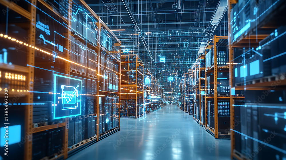 Poster an ai powered system automating supply chain management by analyzing real time inventory levels, shi