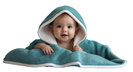 A newborn baby wrapped snugly in a soft blue towel