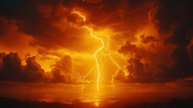 Fierce storm clouds ignite with intense lightning