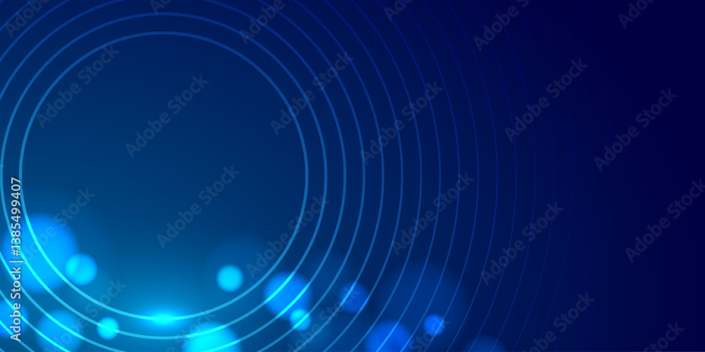 Wall mural dark blue modern background with transparent circle pattern and futuristic bokeh style