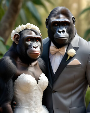 Gorilla and Chimpanzee Wedding