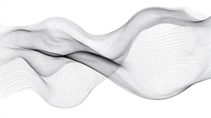 Abstract grayscale wave, flowing mesh, digital design.