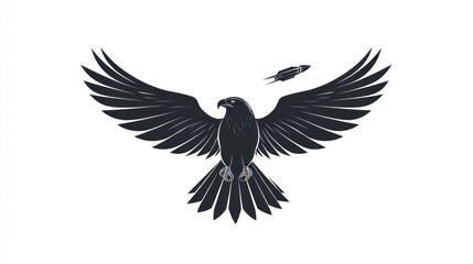 Obraz premium Hawk in flight, graphic design, artistic illustration