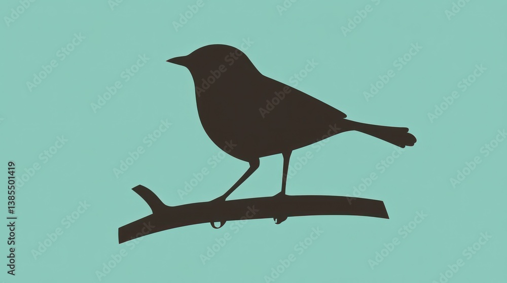 Poster silhouette of a bird on a branch