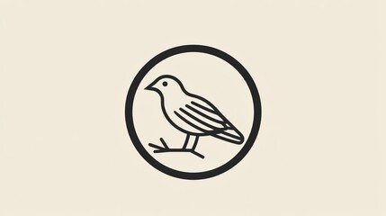 Fototapeta premium Simple bird graphic, circular design, subtle background