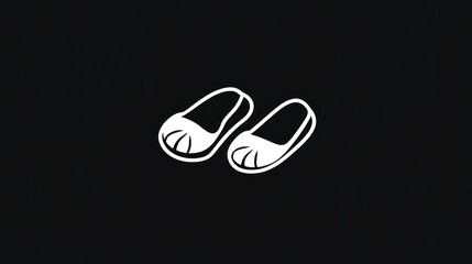Simple illustration of slippers on a dark background.  Possible use for children's fashion design