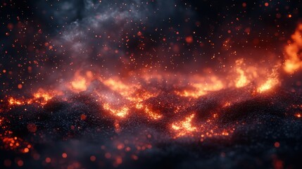 Fototapeta premium Fiery landscape of burning embers