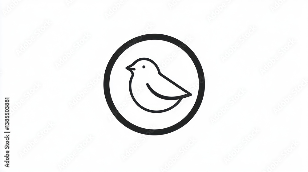 Aufkleber simple bird icon in circle, graphic design element, use for app or website