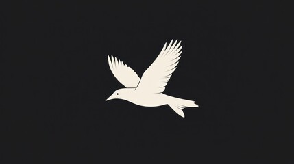 Simple white bird in flight against dark background. Suitable for nature or spiritual themes