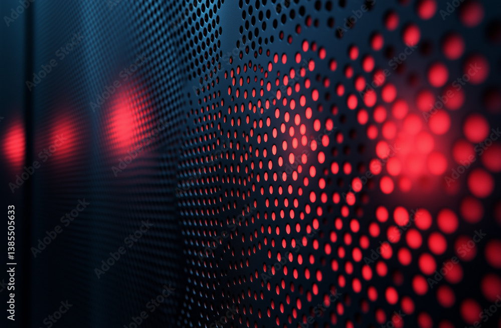 Poster red halftone pattern on black background in high resolution