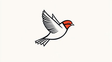 Obraz premium Stylized bird in flight against white background. Possible use Stock photo