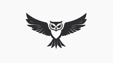 Obraz premium Silhouetted Owl in Flight, Graphic Design Element