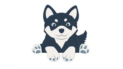 Cute husky puppy peeking from behind