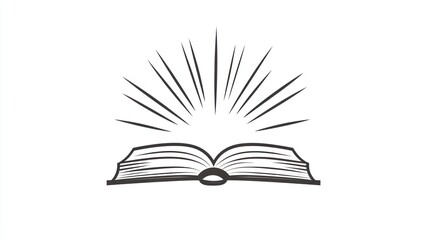Open book illuminated by light rays,  symbol of knowledge