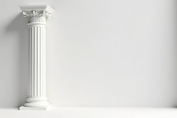 Elegant Roman column against pure white backdrop, stone, old, italy